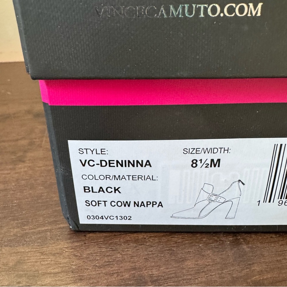 Vince Camuto Black Ankle Boots with Gold Buckle - Picture 9 of 10